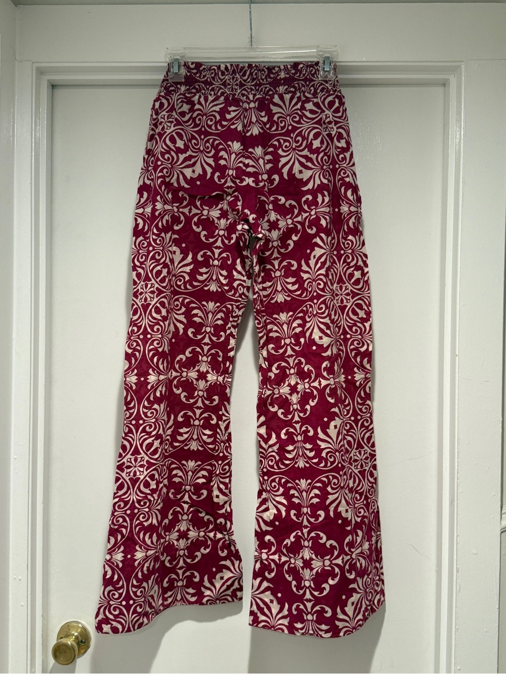 Anthropologie Burgundy Patterned Wide Leg Pants - Picture 4 of 5
